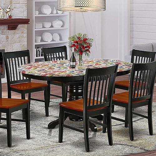 Miniatura 9 de XISUNYA Mantel ajustable ovalado, mantel ajustable de poliéster elástico para cámper, con texto en inglés You Make Me Happy Quote, mantel ajustable