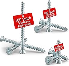 Elektro Butler Device Screws for Flush-Mounted Boxes, Cavity Wall Sockets and Sockets Countersunk Screws Phillips Self-Tapping Thread - Galvanised Steel Diameter 3.2 mm (Bag of 100 - 15, 25, 40 mm)