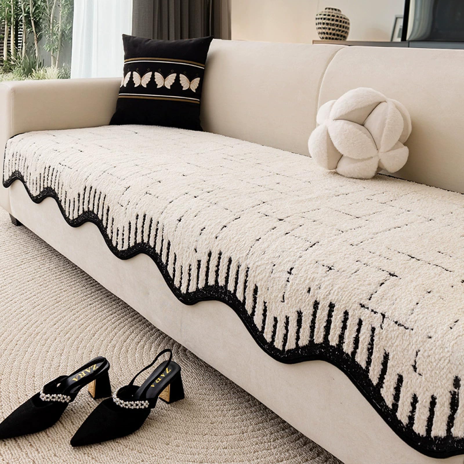 Housse de canapé cuir blanc imperméable pour salon familial moderne