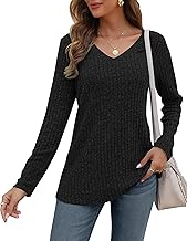 AUSELILY Casual Sweaters for Women V-Neck Fashion Top Long Sleeve Lightweight Knitted Sweatshirt Tops Casual for French