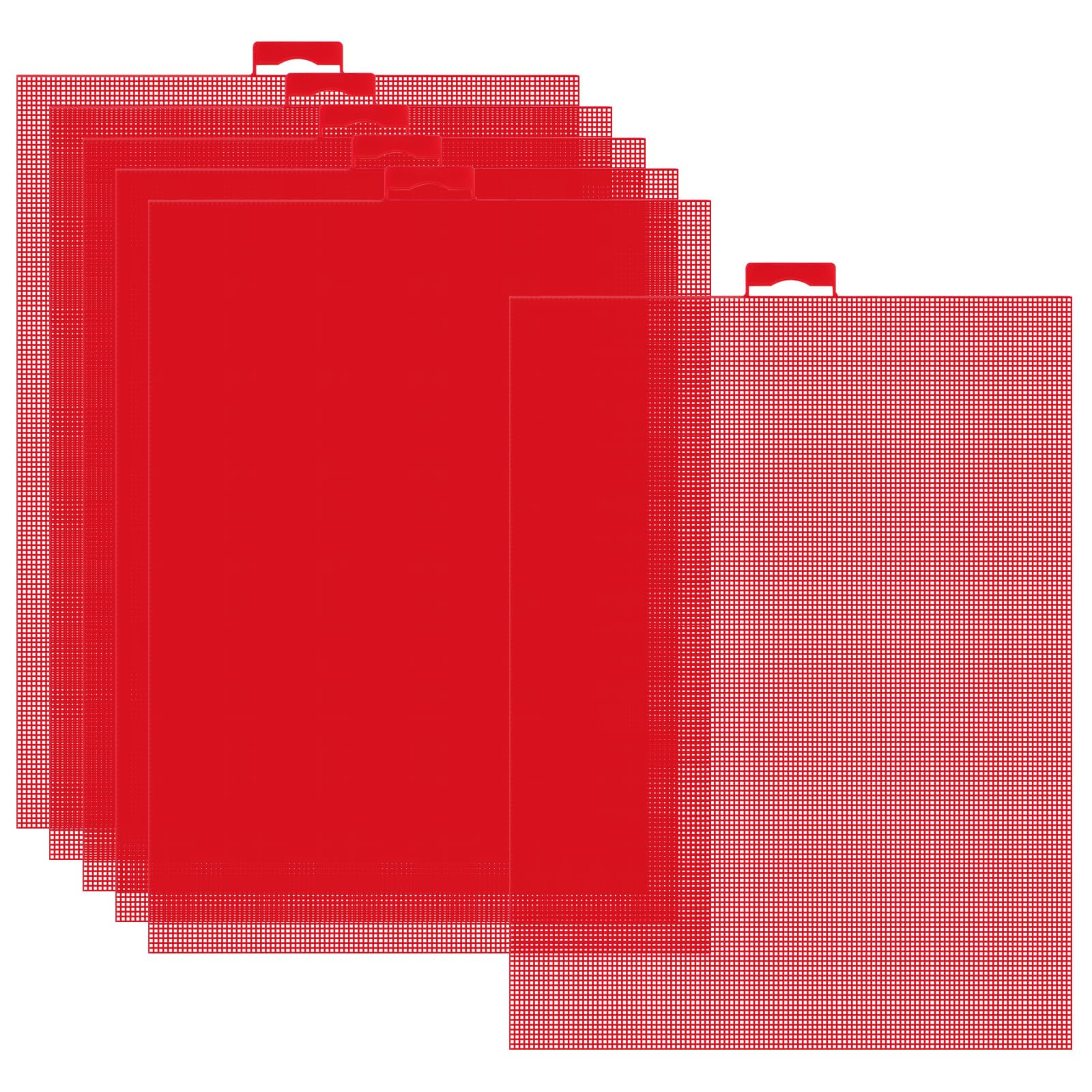 6 PCS 14 Count Plastic Mesh Canvas Sheets, 11x8.2 inch Plastic Cross Stitch Canvas for Cross Stitch, Embroidery, Knit,Crochet DIY Projects and Embroidery Making (Red)