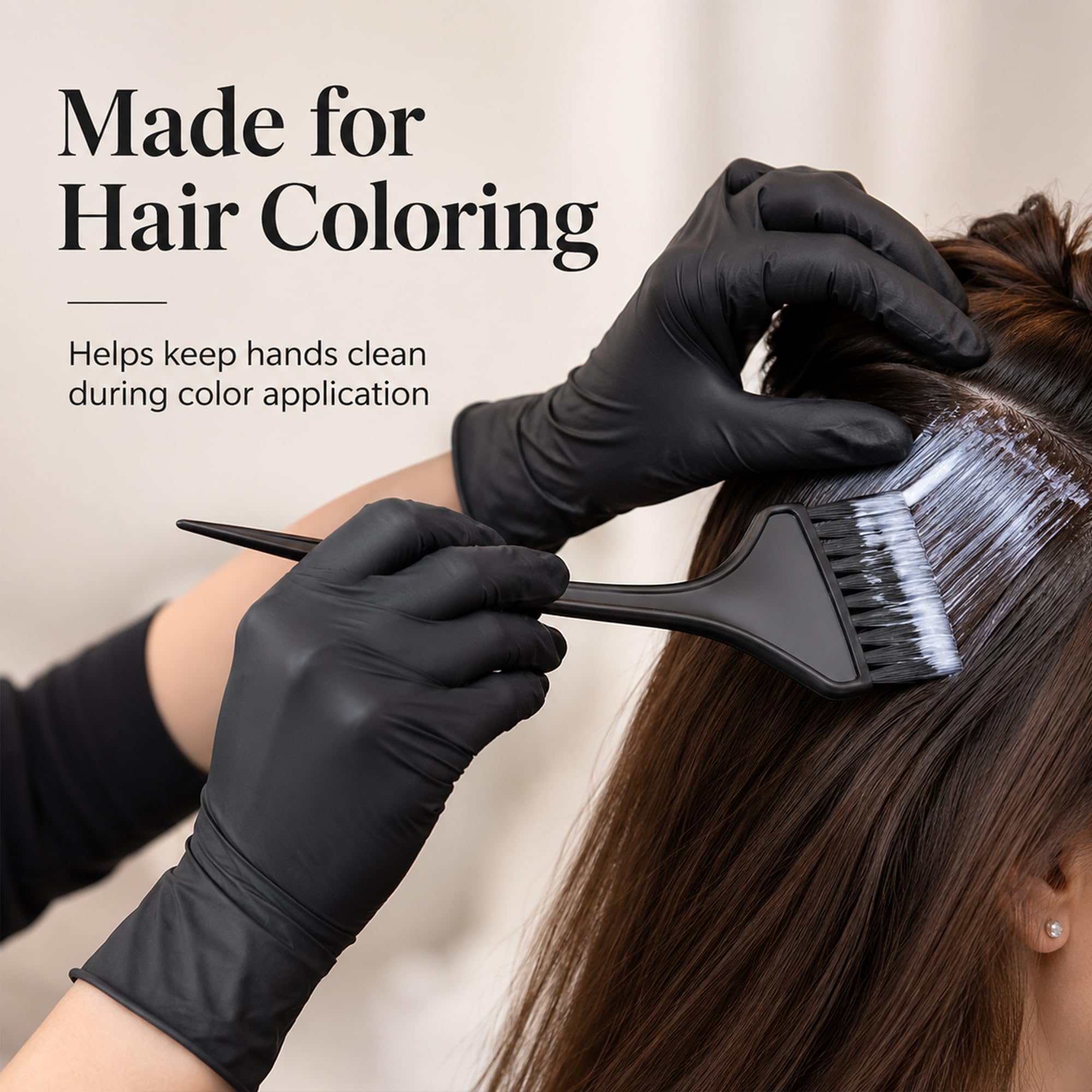 Guanti in gomma riutilizzabili neri per tinture per capelli, accessori professionali per tinture per capelli (1 coppia, grande, nero)
