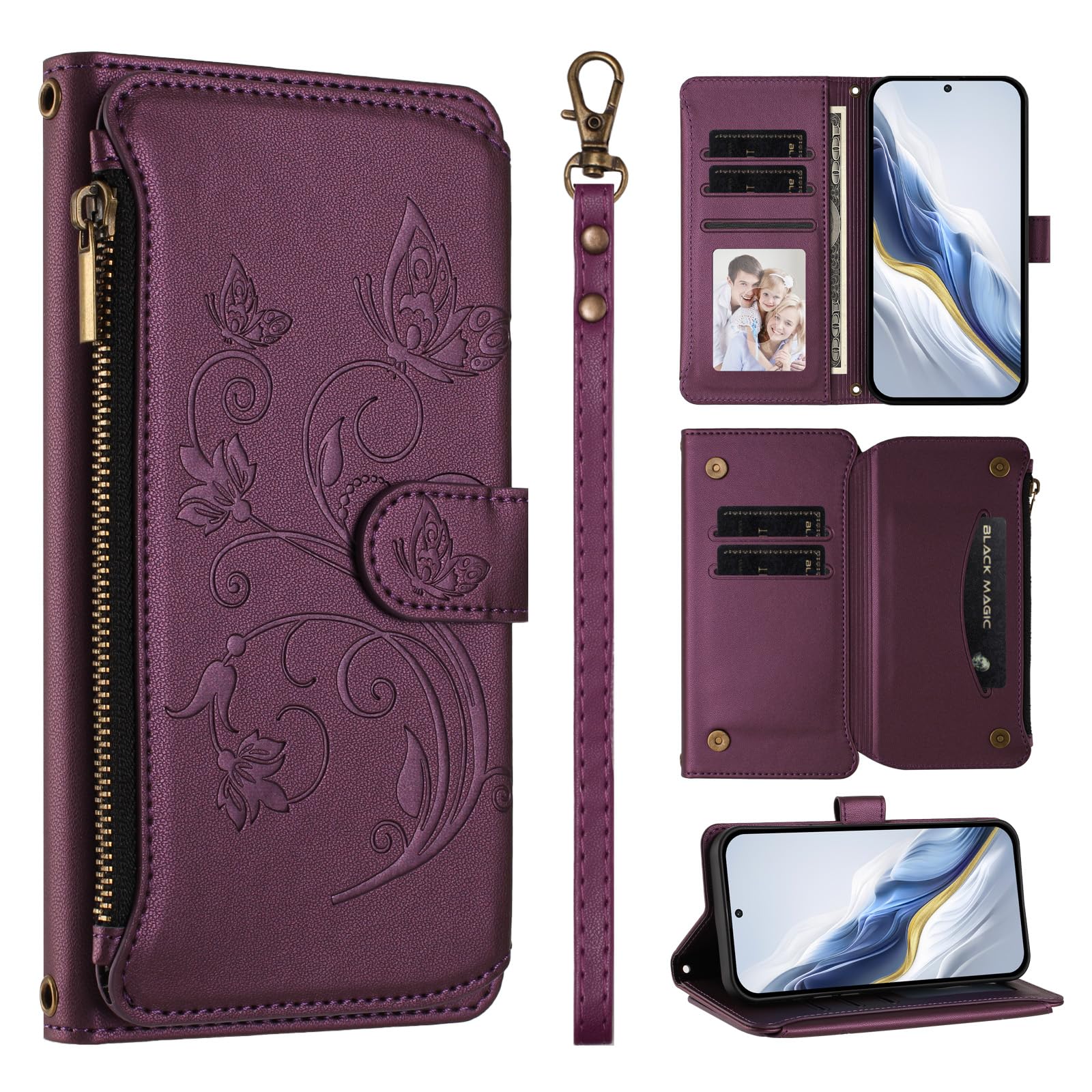 Cover Compatible with Nokia HMD Fusion, Compatible with Nokia HMD Fusion Dual Slot Magnetic Suction Wallet Smartphone Case Purple2