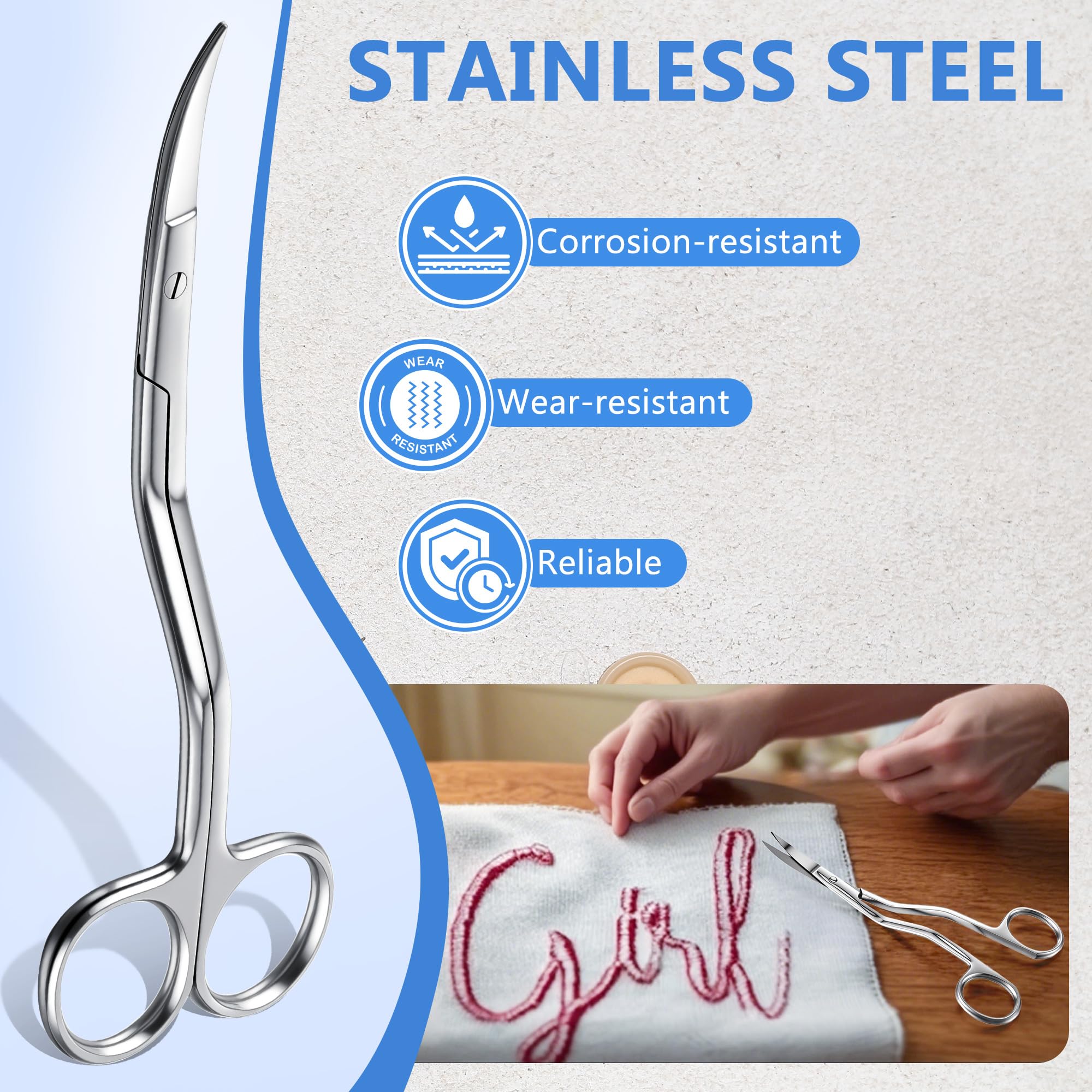Amazon.com: 6 Inch Bent Handle Curved Embroidery Scissors, Double