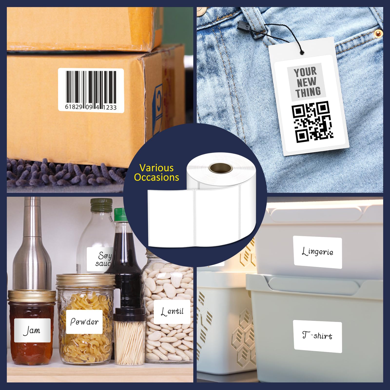 L LIKED Thermodirekt-Etiketten, 7,6 x 5,1 cm, perforiertes Barcode-Versandetikett, kompatibel mit Rollo, Zebra und anderen Desktop-Druckern (1 Rolle, 700 Etiketten)