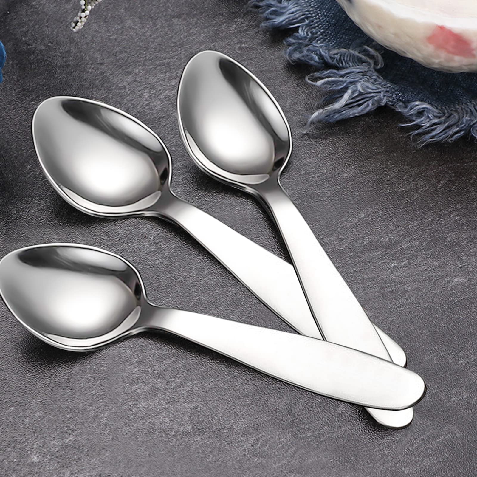VANRA Set di posate per bambini in acciaio inox 18/8 di alta qualità, 15 cm, set di 4 posate per casa e scuola (4 cucchiai)