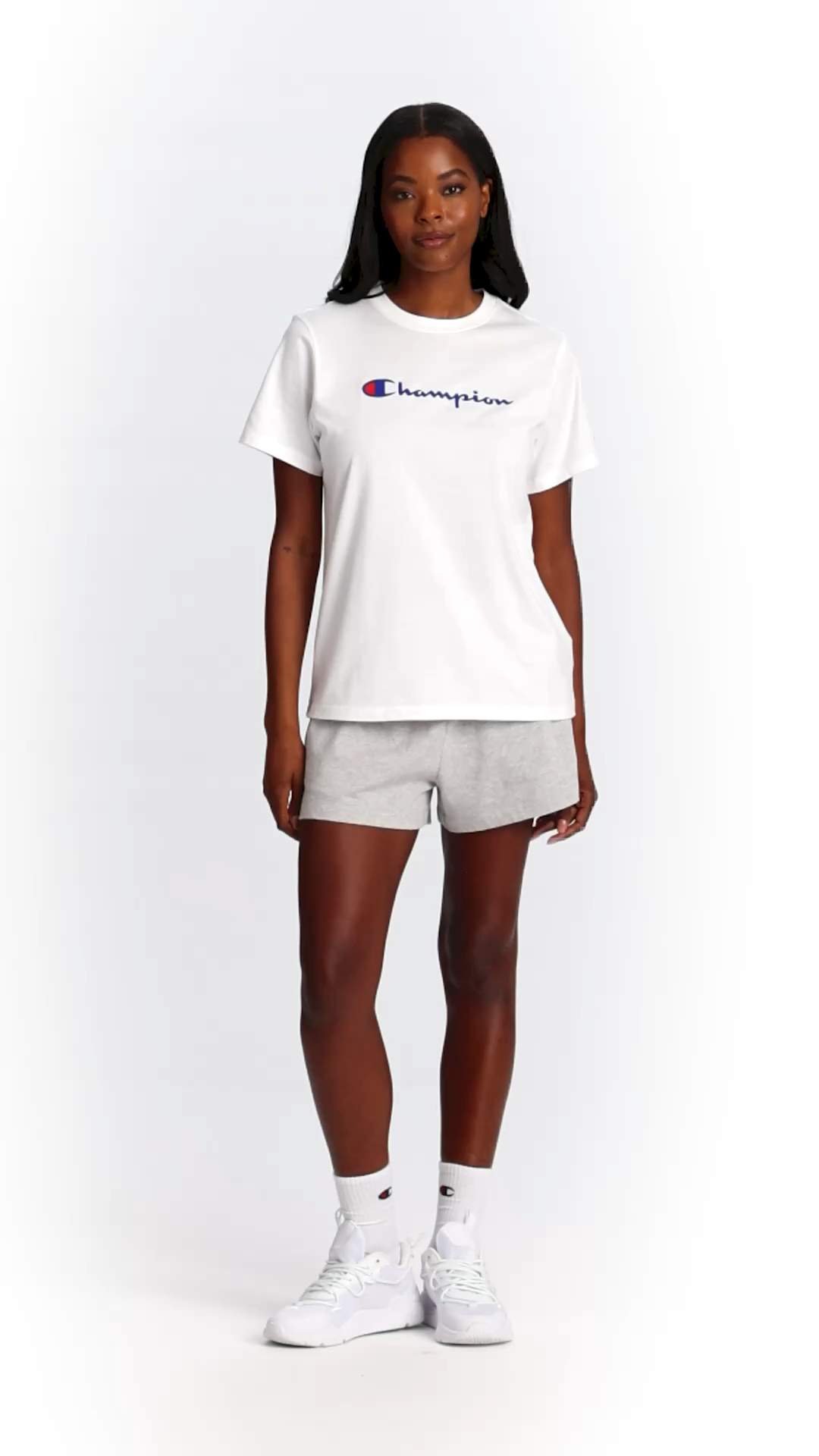 Champion womens Classic Tee, Script Logo T Shirt, White-y08113, X