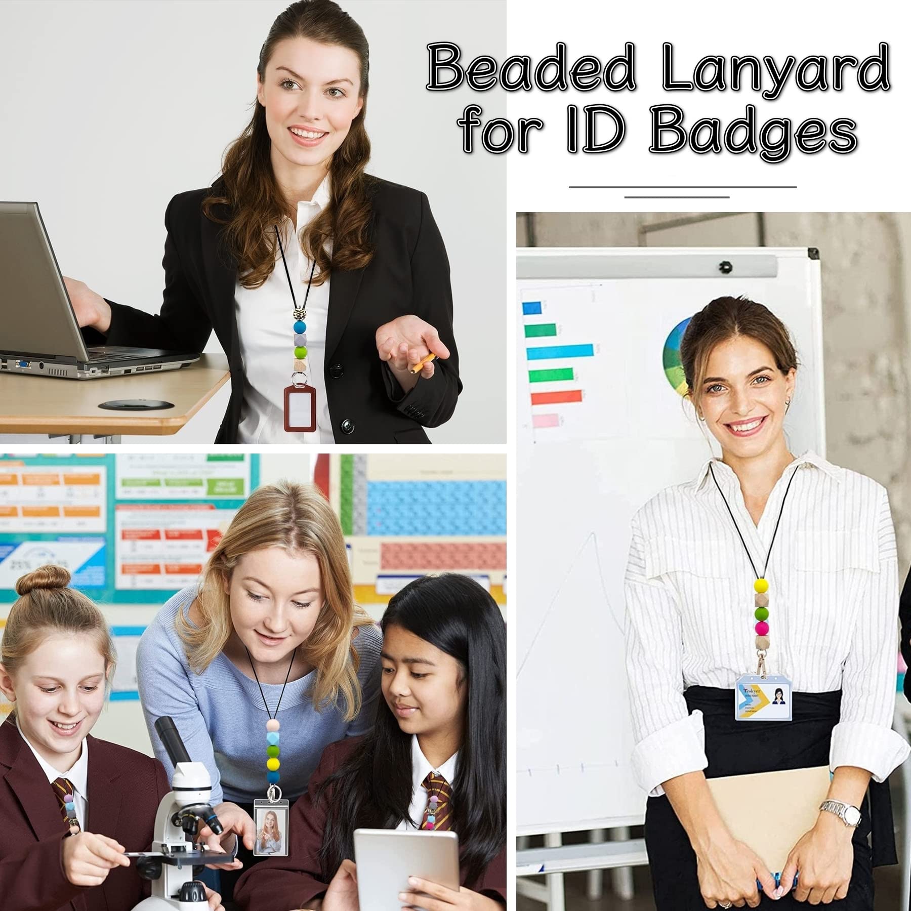 SHUANGART 5 Set Silicone Beads Lanyard Making kit for ID Badges Key Chains, Classic Polygonal Beaded Lanyard Necklace for Teachers Students Office Workers Nurse - Image 7