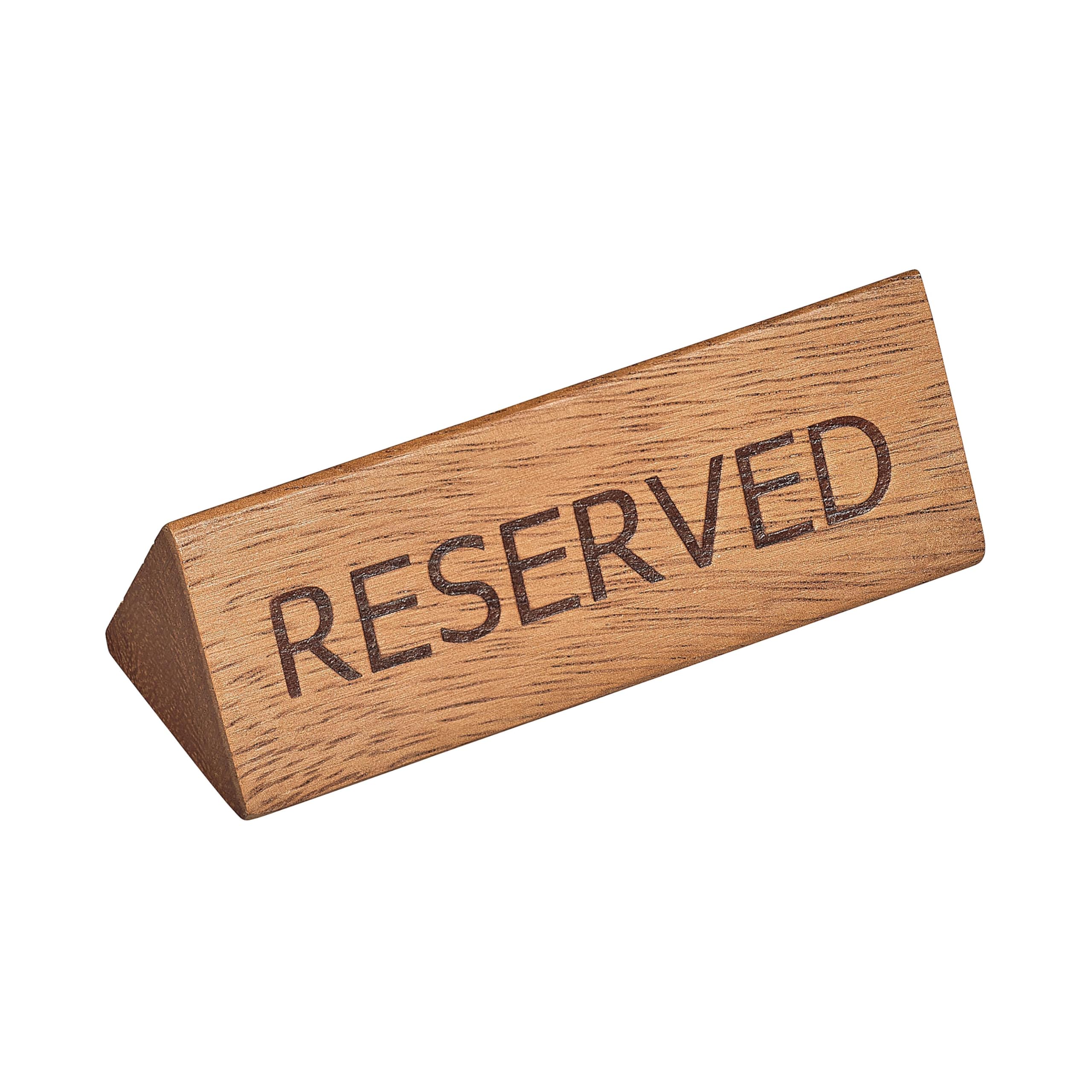 Tala Reserve Sign, Lacquered Acacia Hardwood, Elegant Table Reservation Display for Restaurants, Dining Area's and many other Events, Measures 10x4x4cm