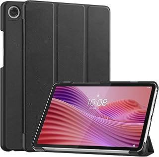 For Lenovo Tab K9 / Tab One TB-305FU / Tab ZAF20010JP / LAVIE Tab T8 T0855/KAS ケース 【larfbulroc】軽量 薄型 PU レザー スマート カバー 耐衝撃 傷防止 ハード 背面 ケース 三つ折り スタンド オートスリープ ウェイクアップ 機能 (ブラック)