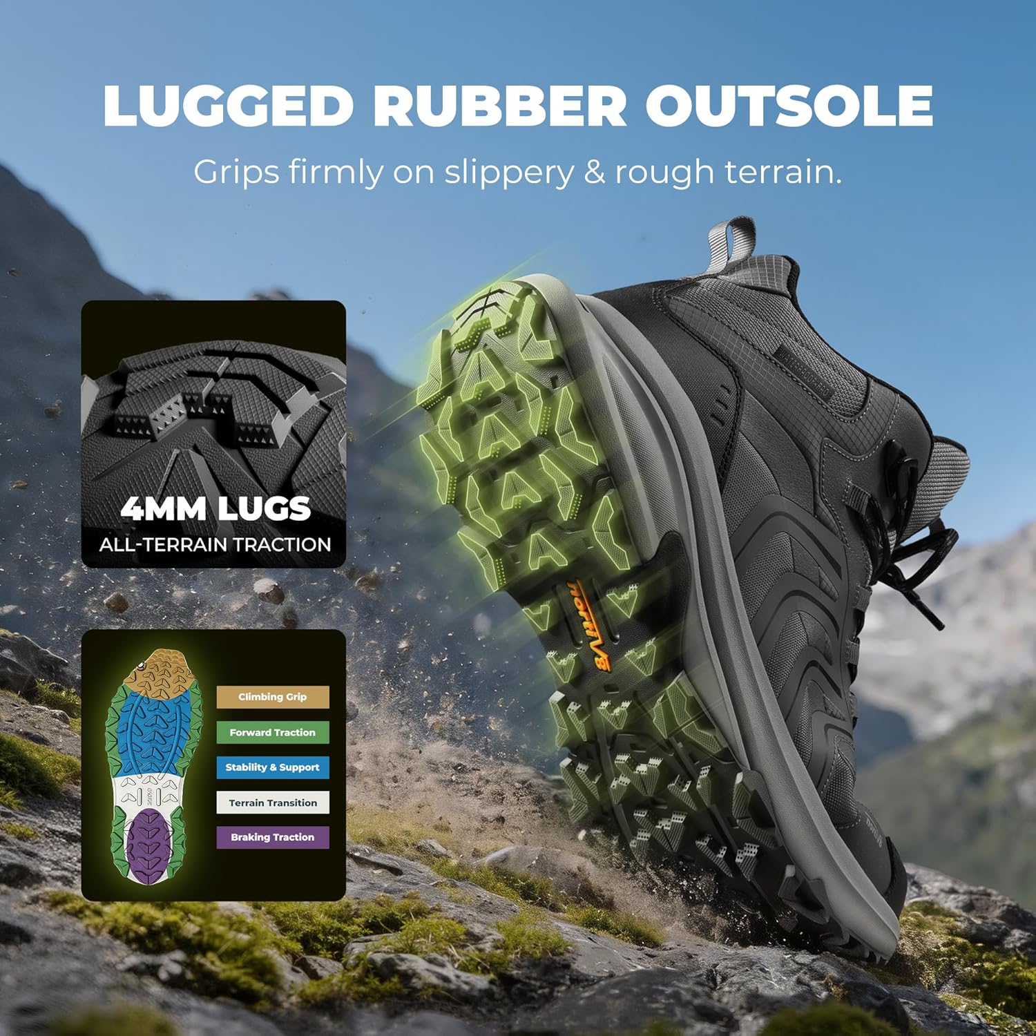 NORTIV 8 Men's Waterproof PRO Hiking Boots Lightweight Outdoor Trekking Camping Climbing Shoes for All Day Comfort Armadillo FieldLite - Image 7