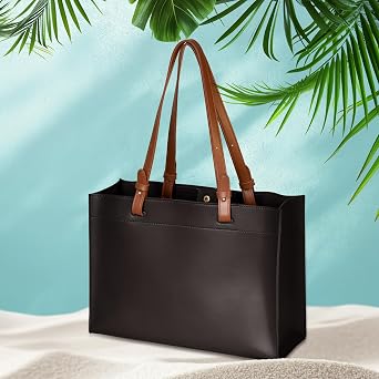 SUNLIGHT LEAVES Vegan Leather Convertible Tote Bag For Women Vintage Large Shoulder Bag Simple A4 Purse Retro Classic Handbag