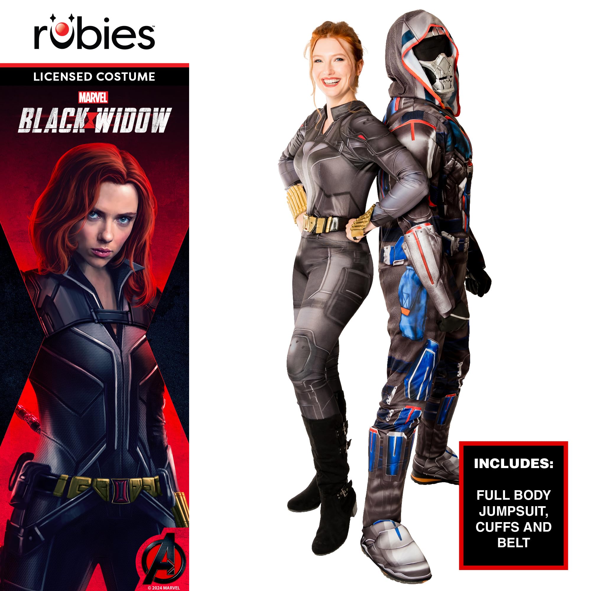 Rubies Official Marvel Black Widow Movie, Women's Deluxe Fancy Dress Costume,  L,Black, Gold Halloween Halloween - BigaMart