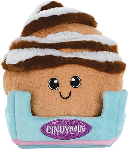 iscream Juega con tu comida Kawaii Canela Bun bordado acento 8" x 9" almohada peluda