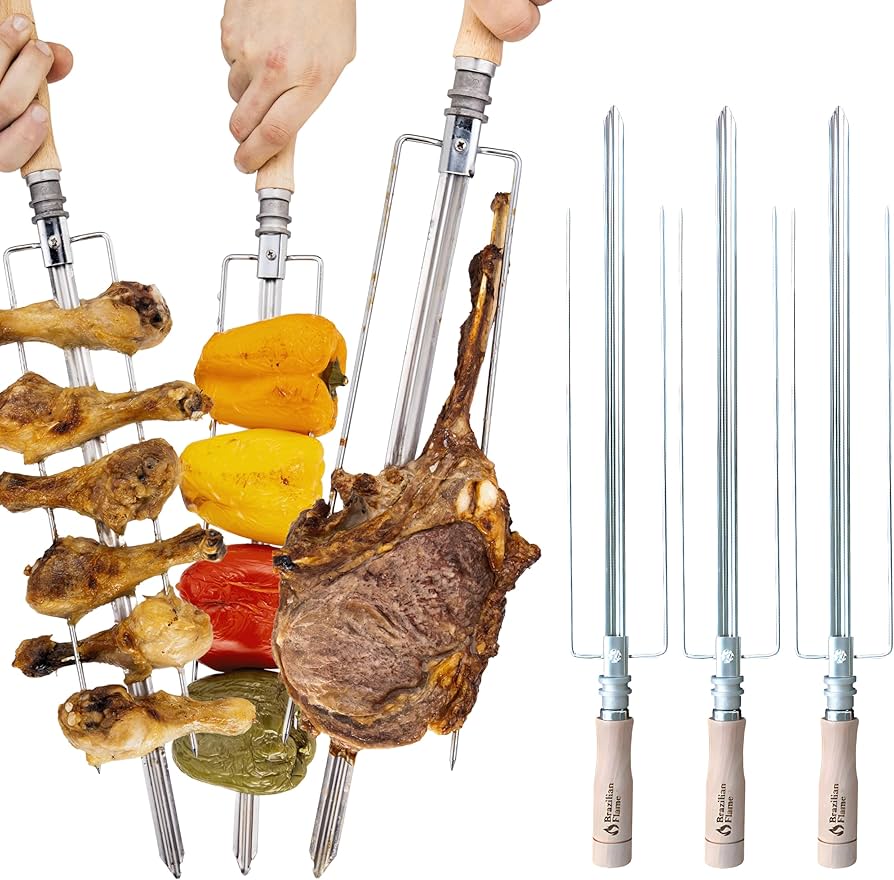 Amazon.com : Brazilian Flame 3 Triple Skewer for Rotisserie Grill