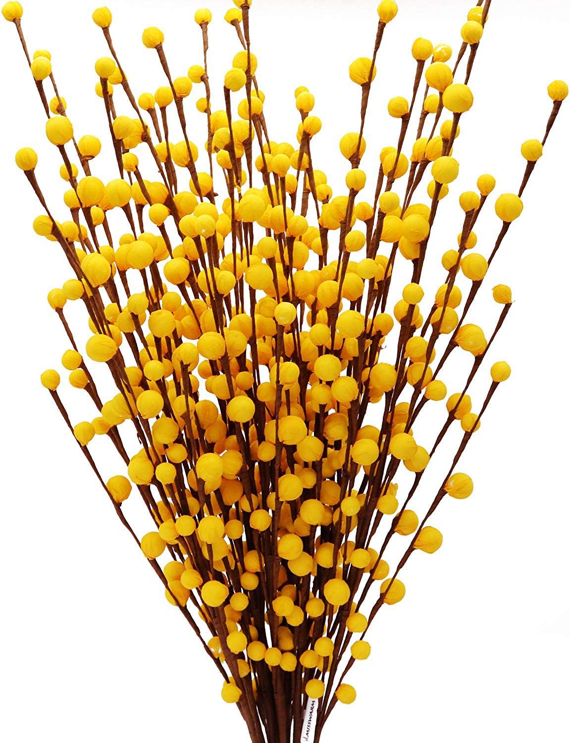 10 Pieces 29.5” Long of Plum Blossom Blooms Artificial Flowers Spray for Wedding Bouquet Posy Table Arrangement for Home Office Party Hotel Restaurant Patio or Yard Decoration(Yellow)