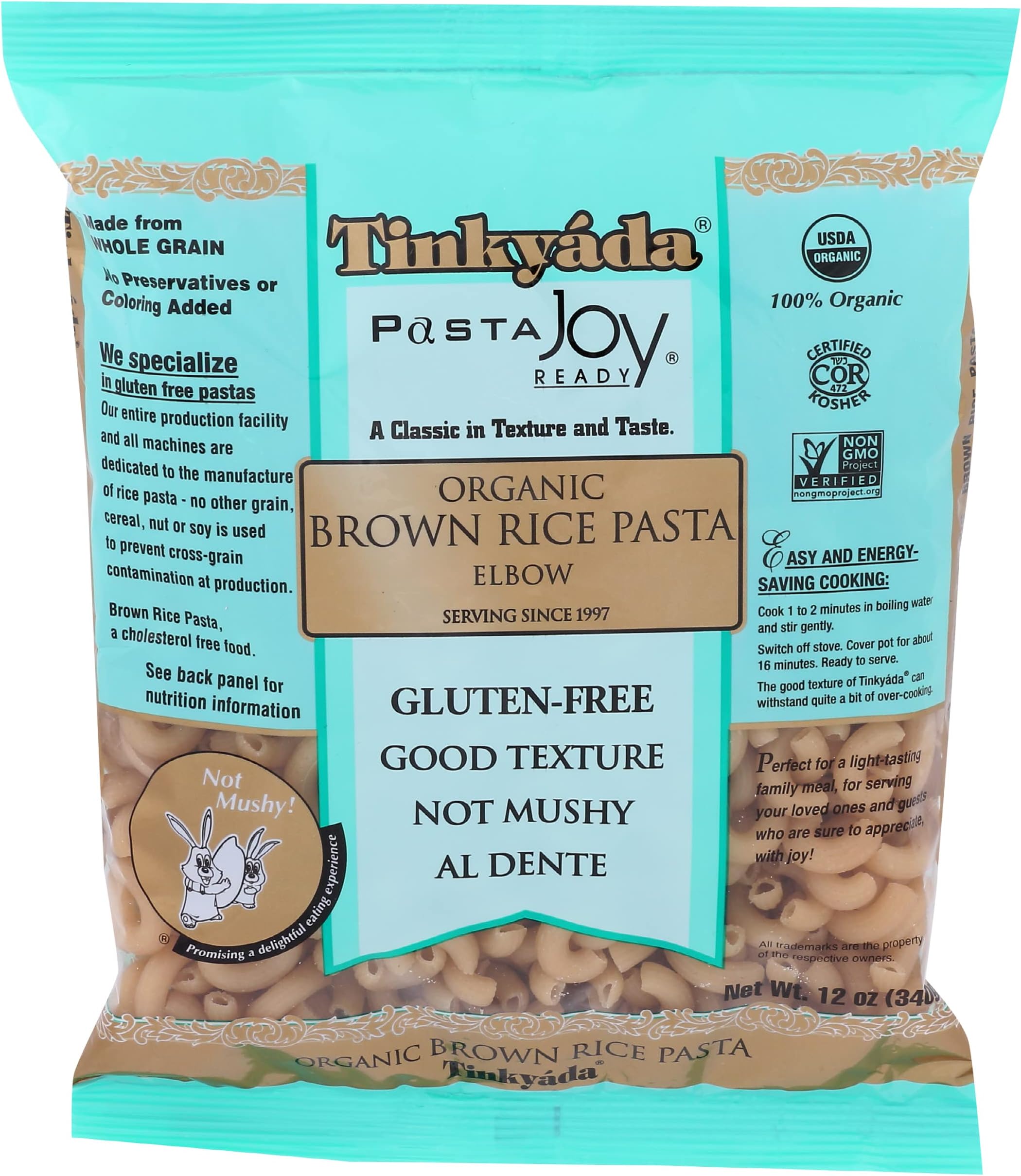 Elbows Brown Rice Organic, 12 Ounce
