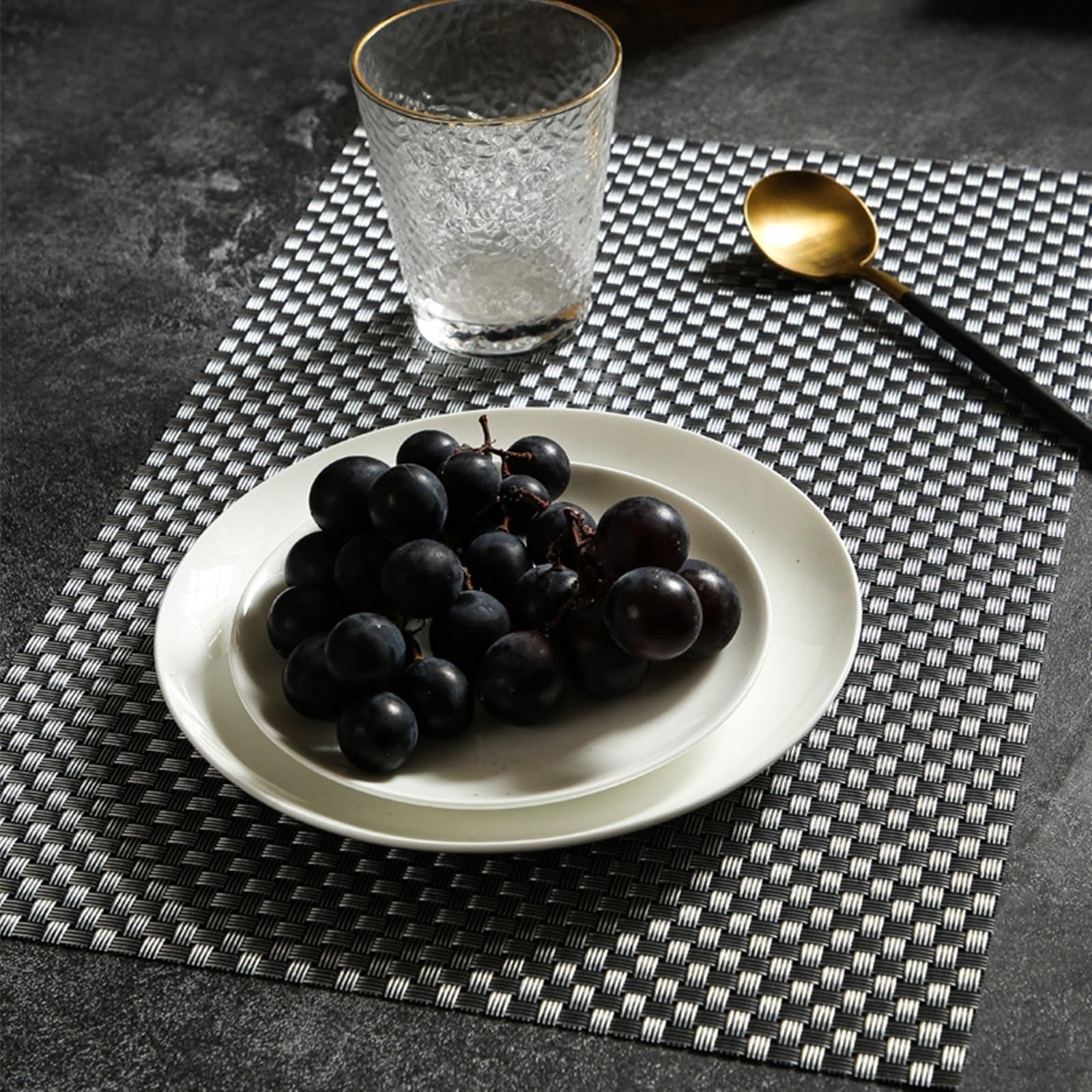Placemat - Set di 10 tovagliette da tavolo, tinta unita, struttura tessuta 30 x 45 cm, per cucina e sala da pranzo