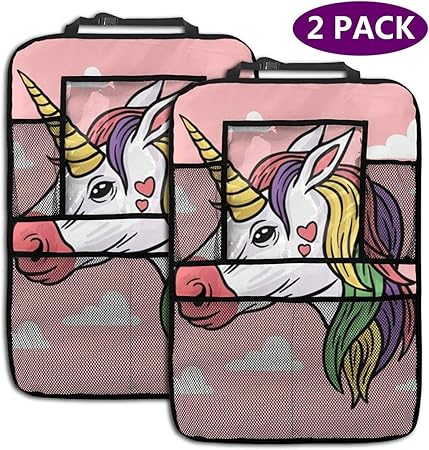 Amazon ユニコーンイラスト ポケット ケース カバー 車 収納 シートバッグ 多機能 大容量 簡単にアクセス カー シート バック 収納袋 おしゃれ 車の 装飾 2パック ポケット ケース カバー 車 バイク