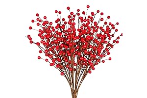 Glimmering Winter Wonderland: 12 Red Berry Christmas Decor Stems