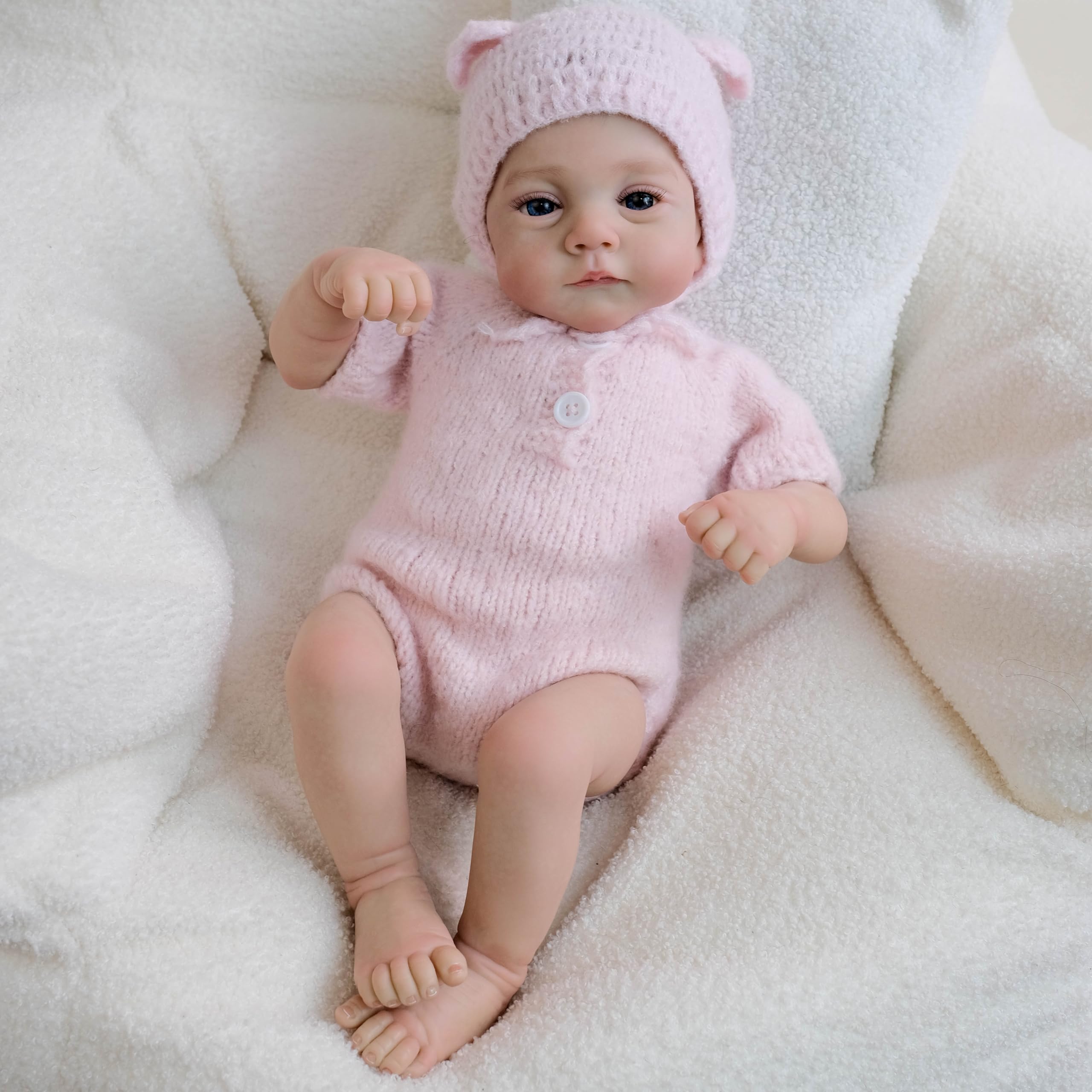 Miękki silikonowy realistyczny Reborn Baby Dolls Cloth Body 45 cm Winyl Realistyczne lalki noworodka różowy kombinezon, który wygląda prawdziwie śpiące dziecko, ważona lalka Reborn zabawka dla