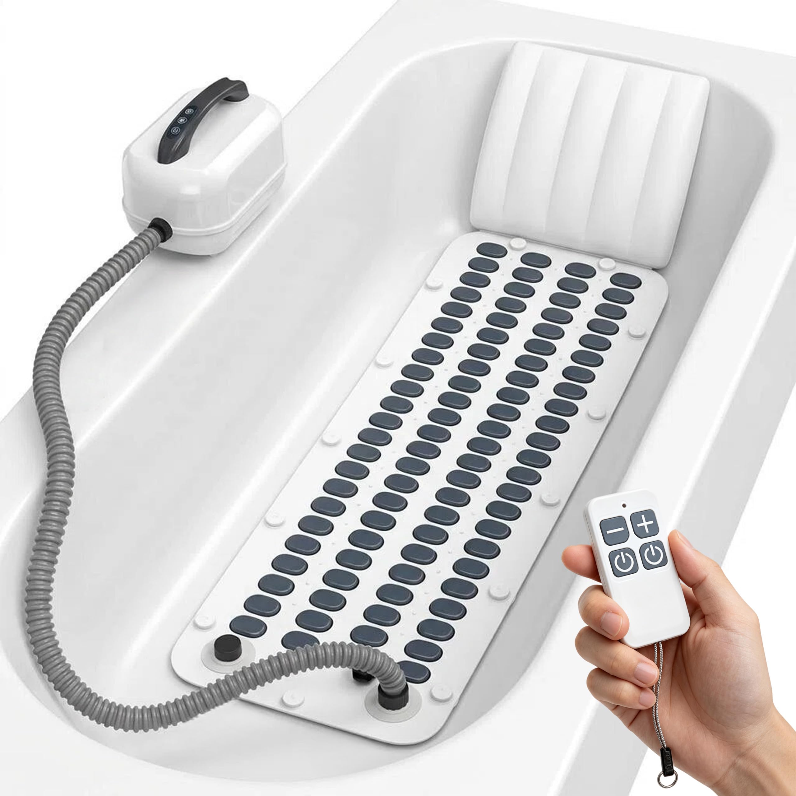 Esterilla de Burbujas para bañera | bañera de hidromasaje con cojín, alfombrilla de spa, con ventosas antideslizantes, con 6 burbujas de velocidad