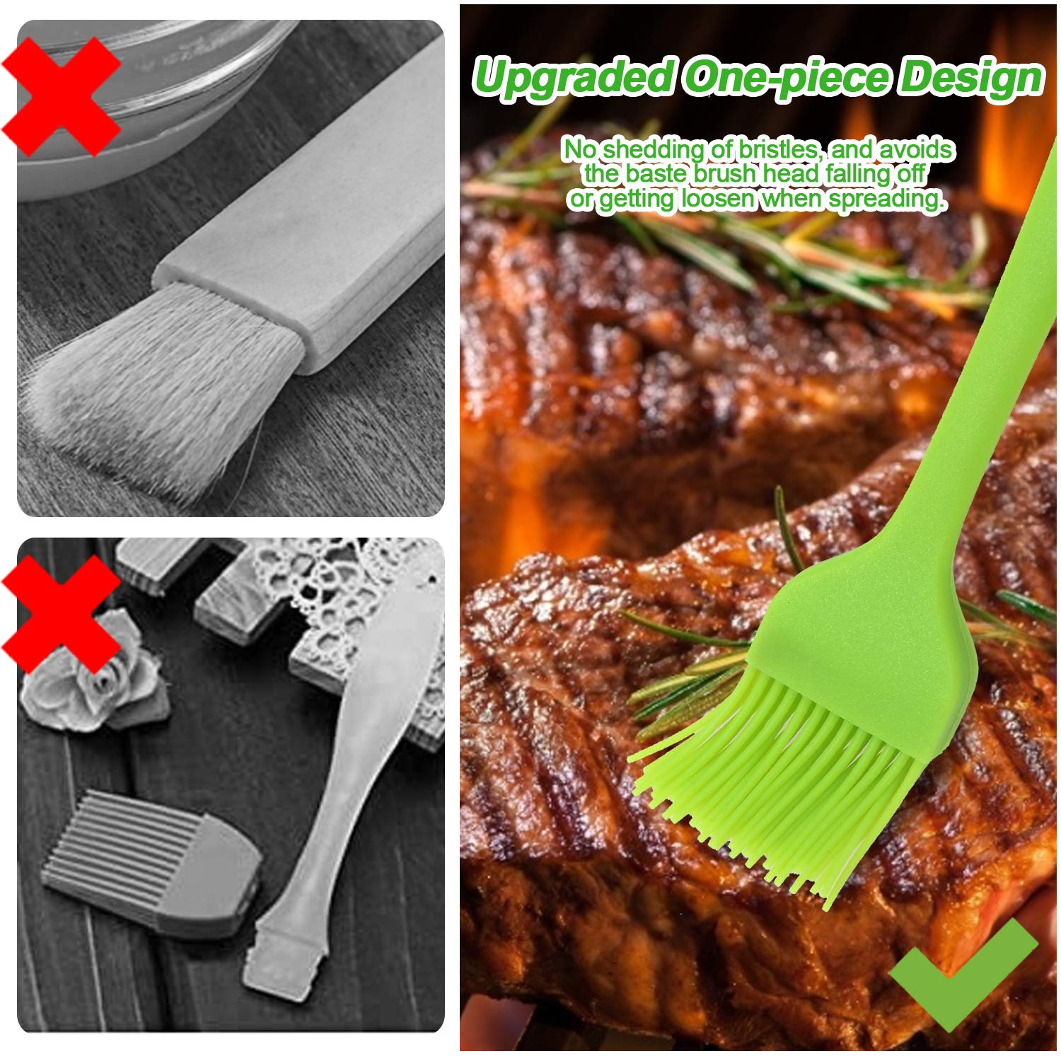 Silikon Backpinsel Set 4-teilig – Hitzebeständig Bis 230°C, Lebensmittelecht, Inkl. Aufhängeöse