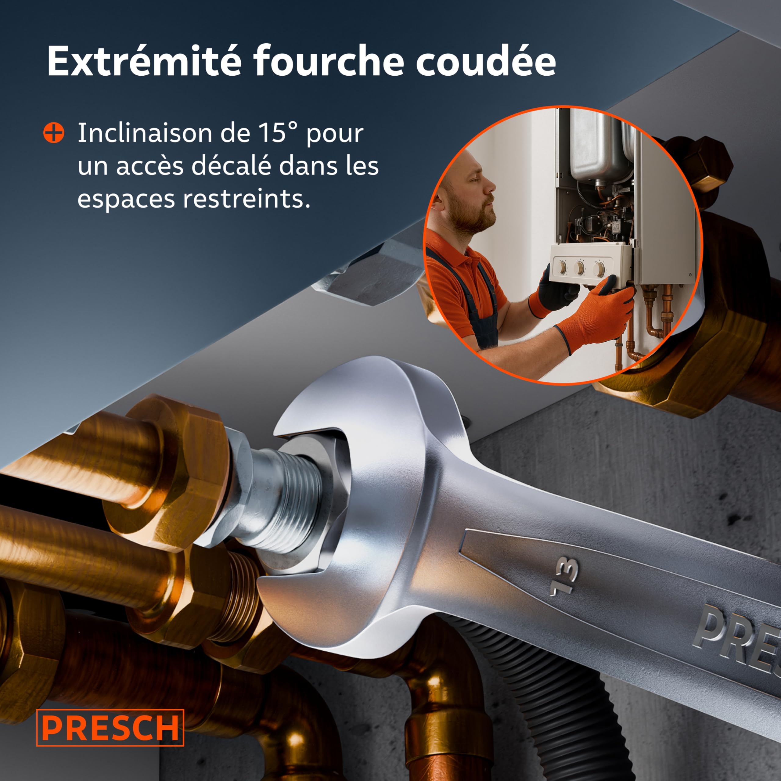 PRESCH Clés à cliquet réversibles 20 pcs 6-32mm avec sacoche 135 dents robustes
