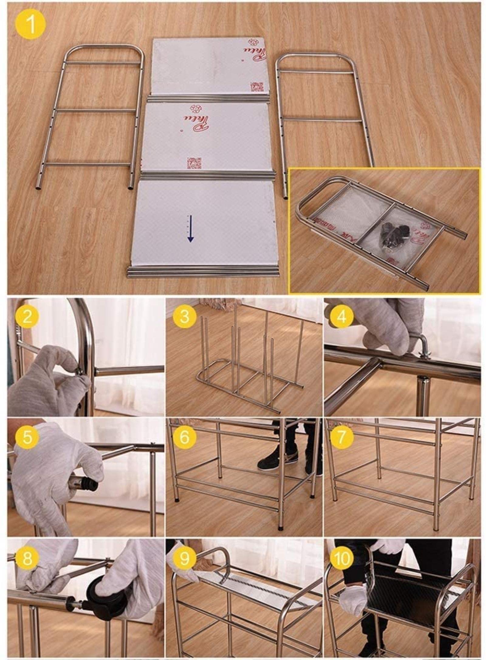 Útil Carrito médico Tool Carrito rodante para Equipos médicos de 3 Niveles, Carrito para salón de Belleza con Rueda de Freno Universal, Hospital/clínica Dental, Capacidad de