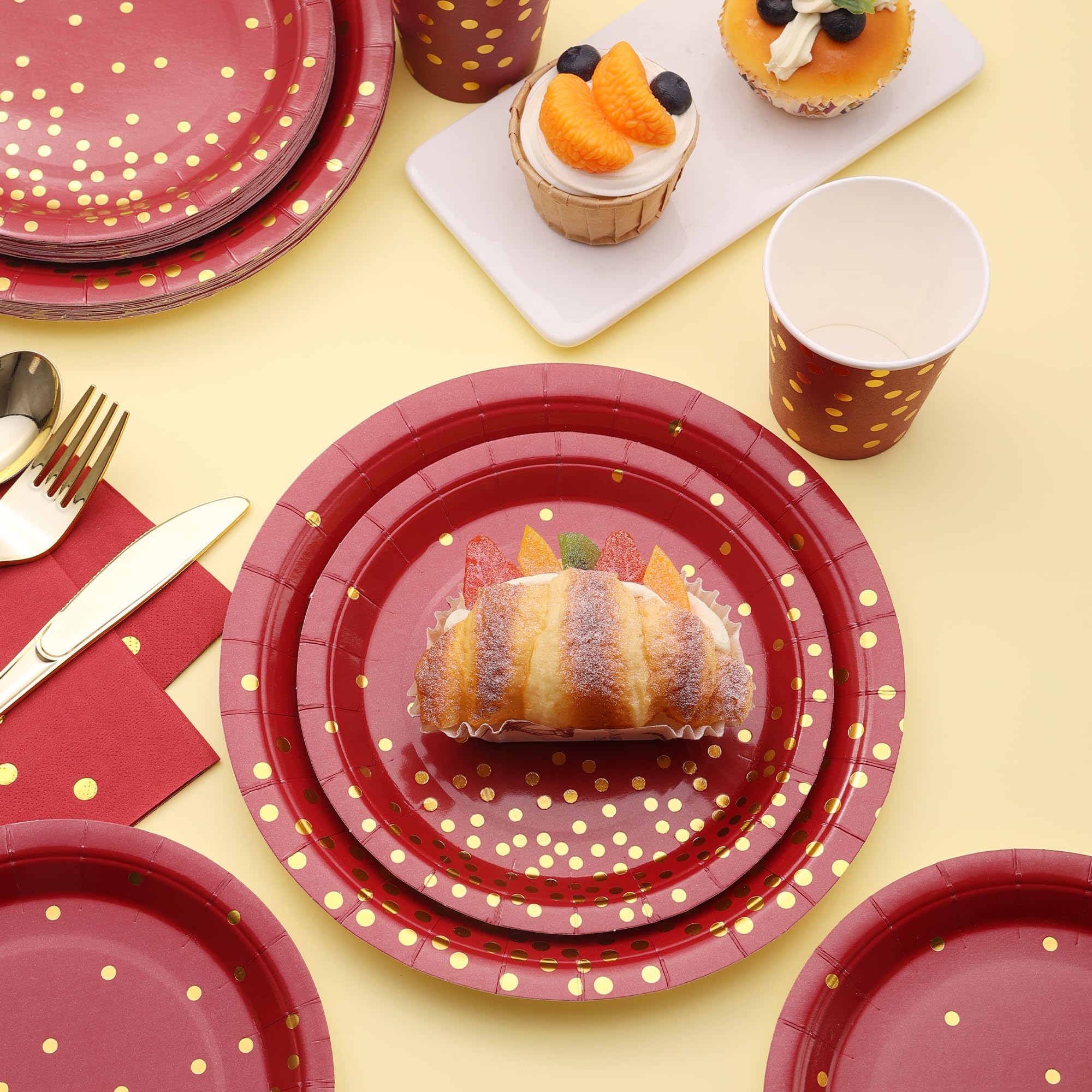 Snapklik.com : 175 PCS Burgundy And Gold Party Supplies - Burgundy Plates  And Napkins Sets Serve 25 Guests - Maroon And Gold Paper Plates For  Birthday Wedding Christmas Holiday Party Decorations, image size:2000x2000