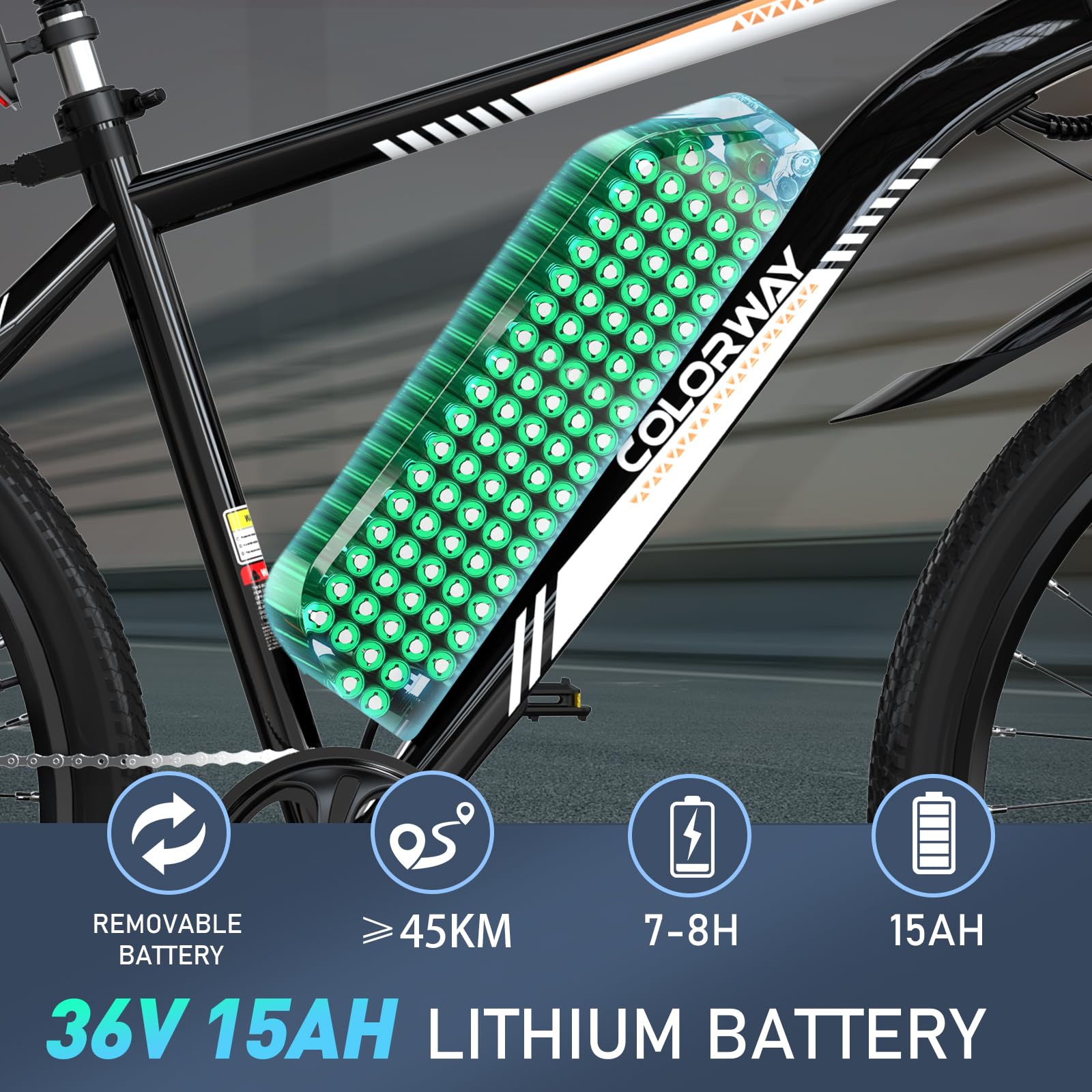 COLORWAY Bici Elettrica per Adulti, 26" Mountain Bike, Bicicletta Elettrica Commute E-bike con Batteria rimovibile 36V 15Ah, Display LCD, Doppio Freno a Disco ebike