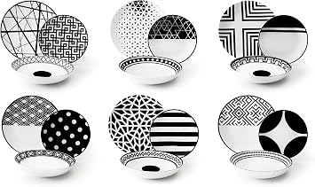 Excelsa Emily Dinner Set 18 Pieces Porcelain Black and White