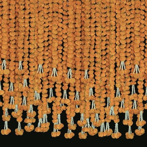 Miniatura 2 de Guirnalda de caléndula de 5 pies  Decoración de manto de fiesta de boda indiaamericana, guirnalda de imitación de guirnaldas, decoración Diwali,