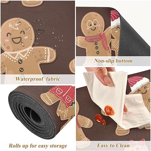 Miniatura 3 de Gingerbread Man Collection - Camino de mesa de salvamanteles resistente al calor, impermeable, antideslizante, largo, salvamanteles, decoración para