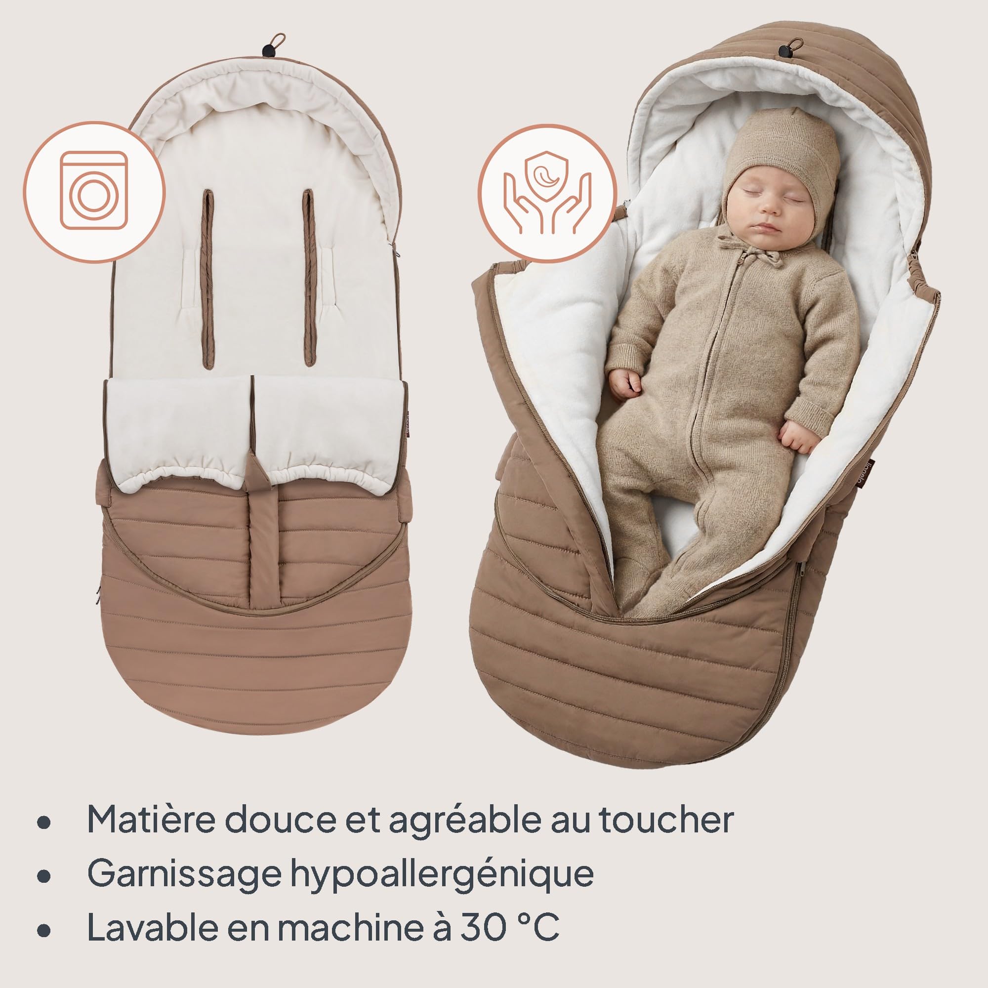 Lionelo Oli Sac de couchage universel pour poussette et nacelle, ceintures à 5 points, imperméable, chaud, fermeture éclair, lavable en machine, rembourrage hypoallergénique, 101 x 45 cm