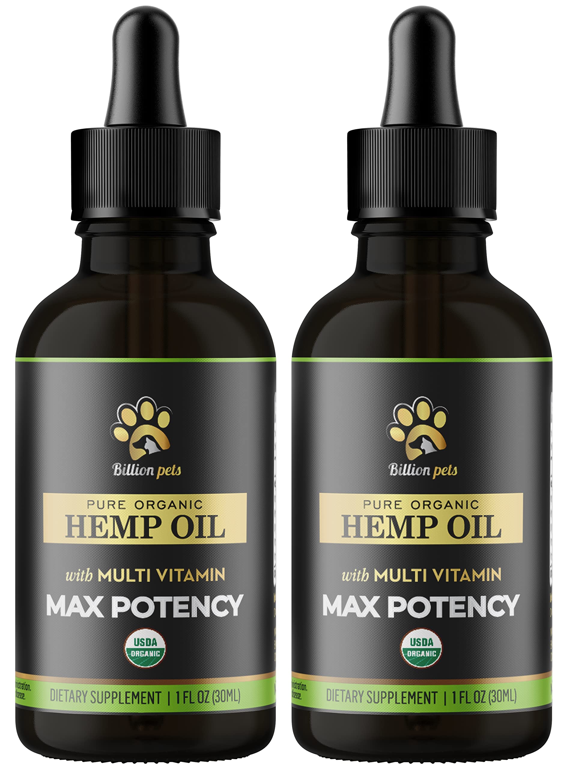 Billion Pets - Hemp Oil for Dogs and Cats - Helps with Anxiety, Pain, Stress, Sleep, Arthritis, Seizures Relief - Hip and Joint Support - Calming Drops