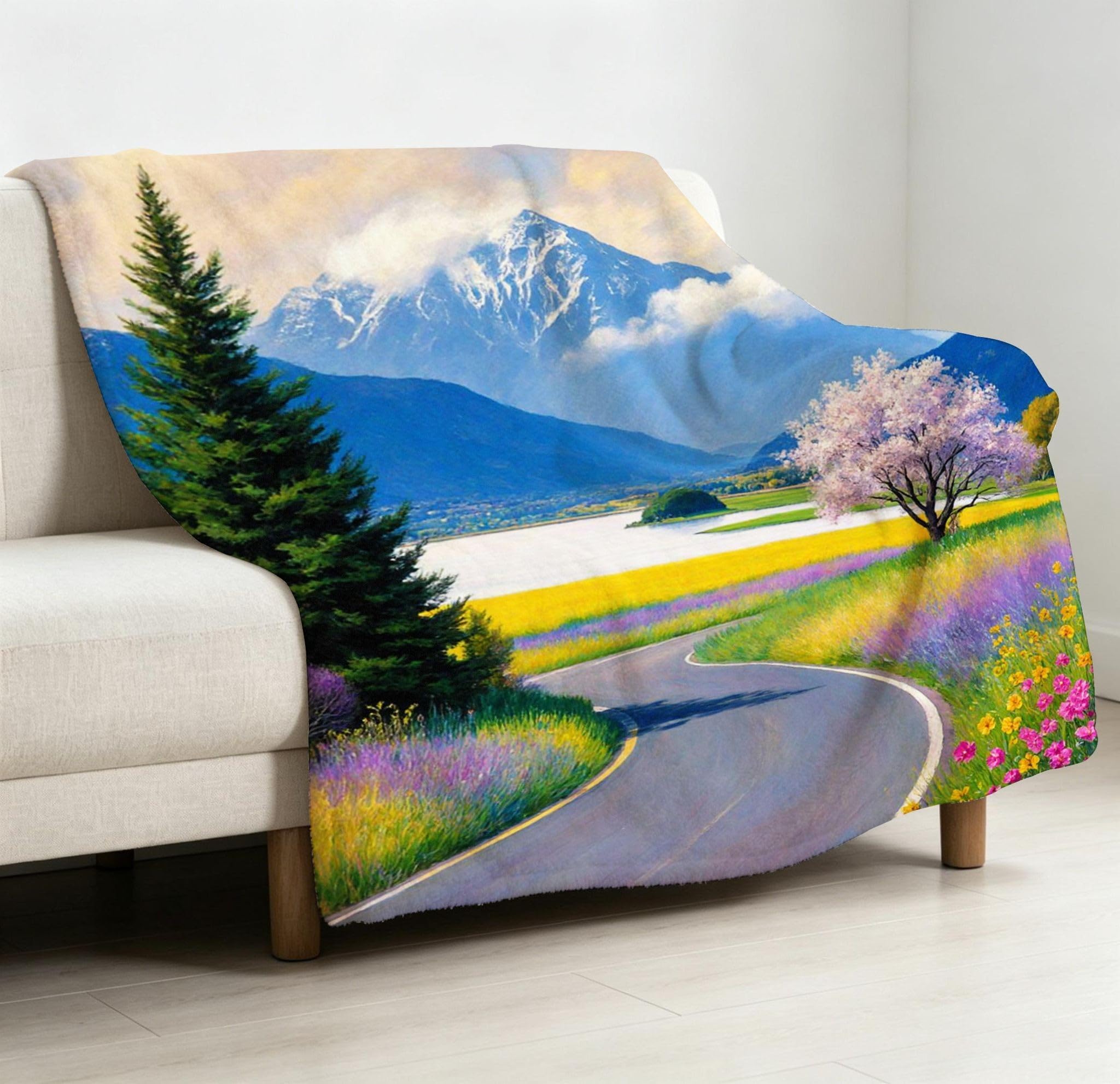 Manta Franela Sherpa 3D Flor Nube Blanca 240x260 para Cama 180-A214