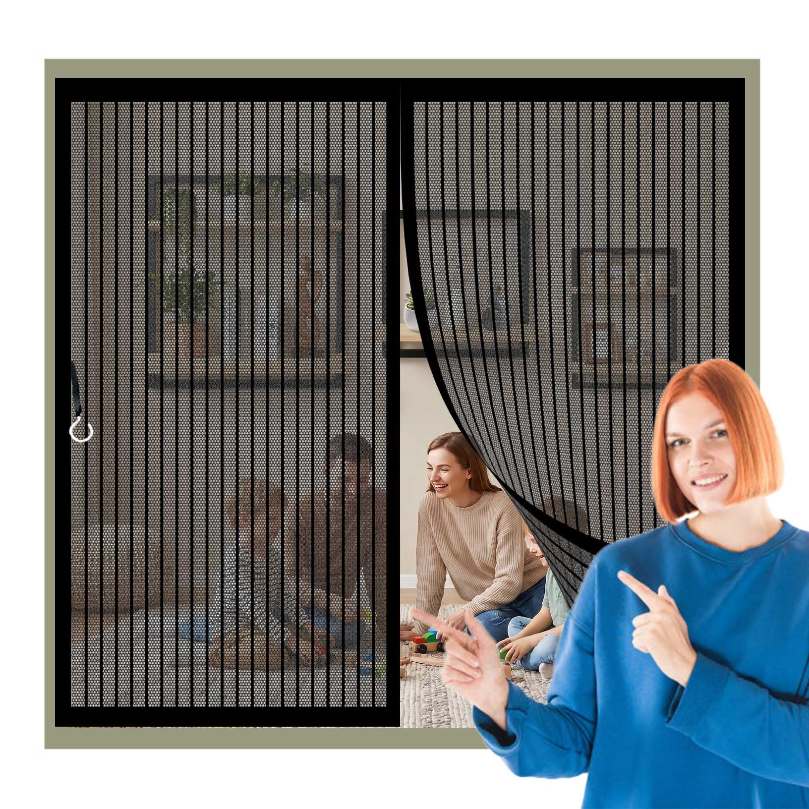 Magnetic Mosquito Net 133 x 95 cm (Customizable) Heavy Duty Mesh, Keeps Bugs Out, Insect Screen Door, with Powerful Magnets for Home, Door Patio, Window, Black