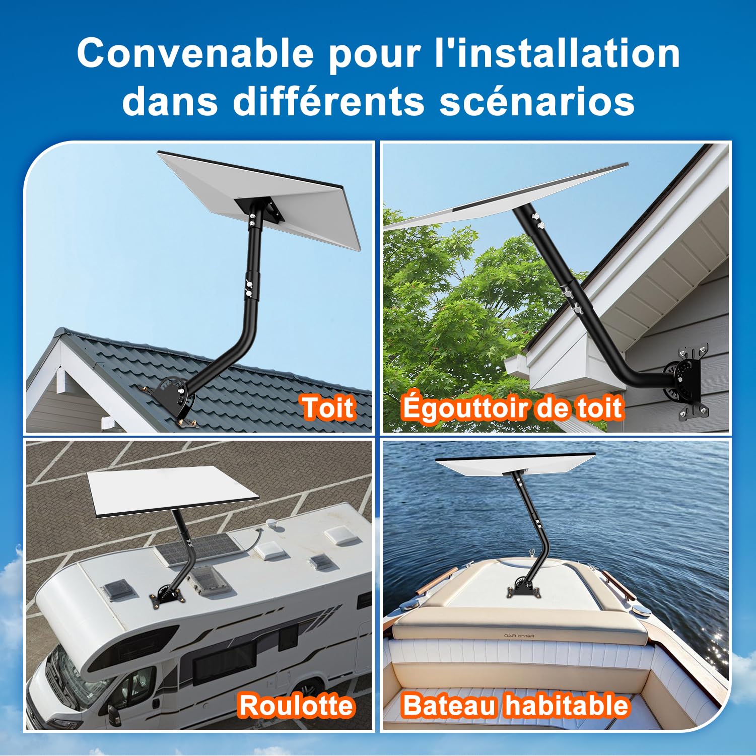 Support pour Starlink gen 3, kit de montage réglable compatible avec l'antenne parabolique standard V3, pour support de mât Starlink + adaptateur de tube Gen 3