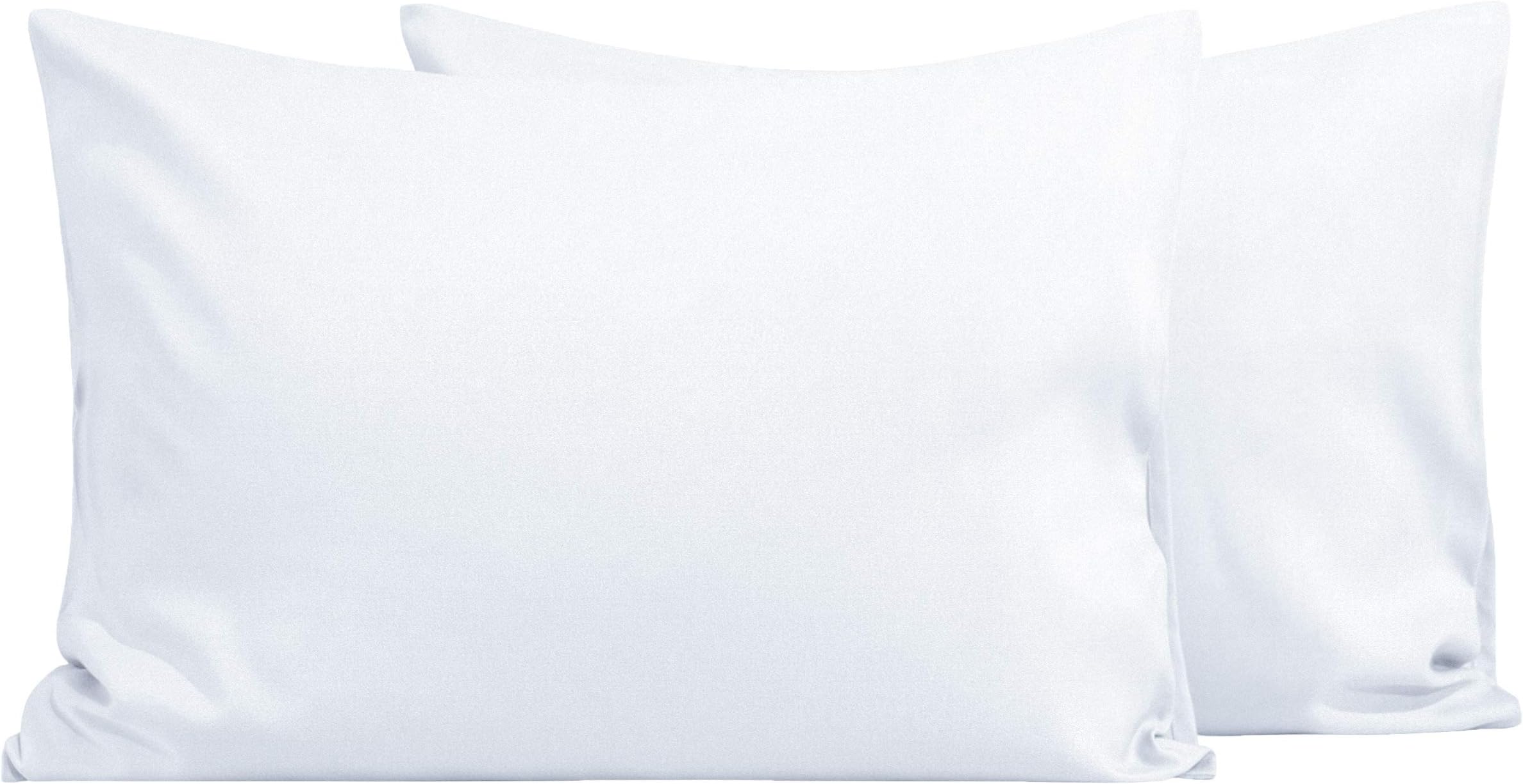 FLXXIE 2 Pack Microfiber Toddler Pillowcases, 14 x 20 Inches Fits Baby Pillow Sized 12 x 16, 13 x 18 or 14 x 20, Soft and Cozy Small Travel Pillow Covers with Envelope Closure, WhiteOEKO-TEX STANDARD 100