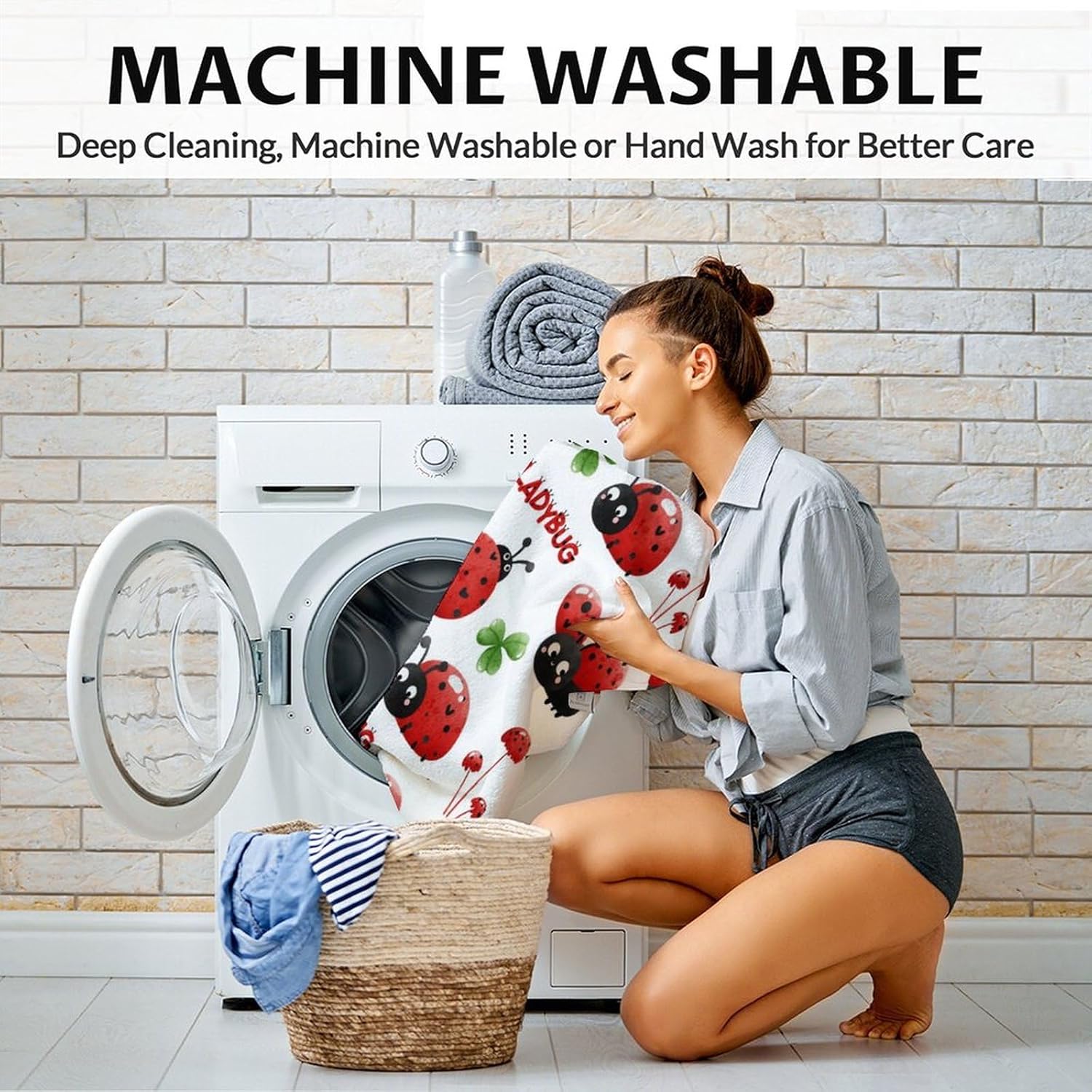 Ladybug Blanket for Girls - 40 x 50 Inches Cute Lady Bug Blanket for Boys - White Fuzzy Warm Decor for Couch, Sofa - Image 5