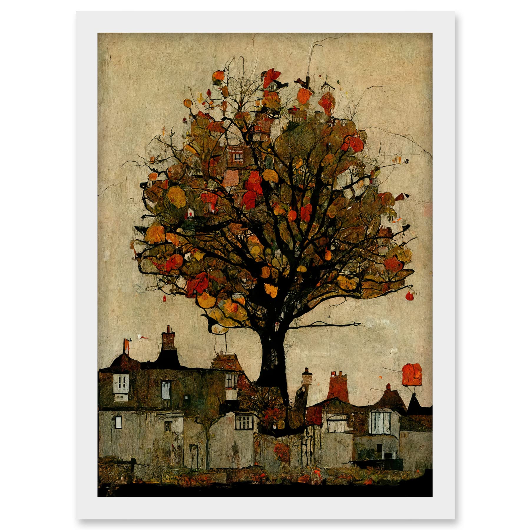 Doppelganger33 LTD Giant Untidy Quirky Street Tree Artwork Framed A3 Wall Art Print