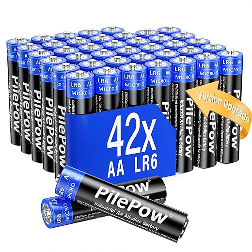 Lot de 42, Piles AA alcalines industrielles, 10 Ans de Conservation, Haute Performance, Pile LR6 1.5 V, Piles jetables pour Jouet, Manette, Réveil, Télécommande, Clavier Souris et Produits numériques