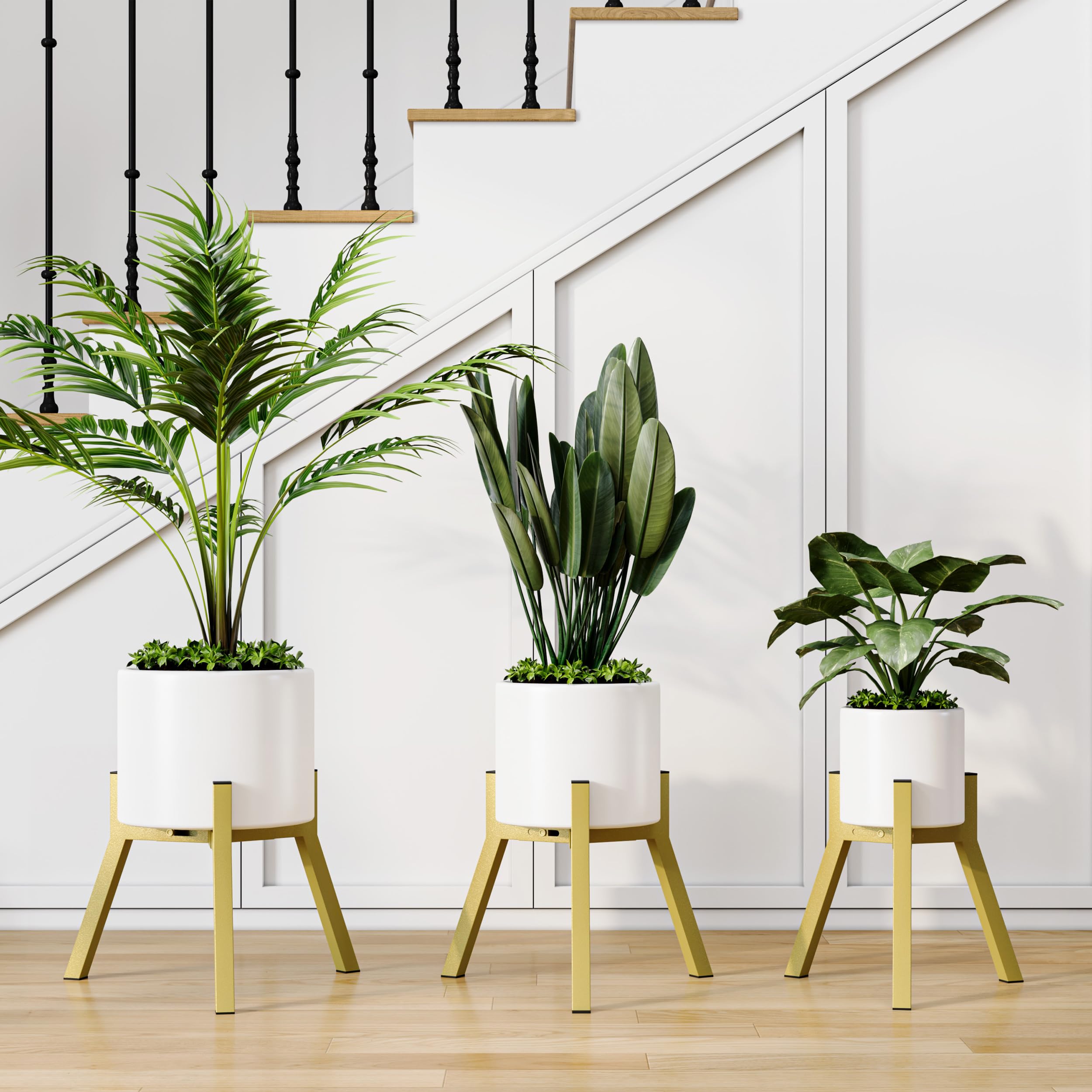 Juego de 2 Soportes Para Plantas y Maceteros Decorativos de Interior Ajustables de Metal Apto Para Macetas de Diferentes Tamaños Amarillo dorado PS-007GY-2 — view 6