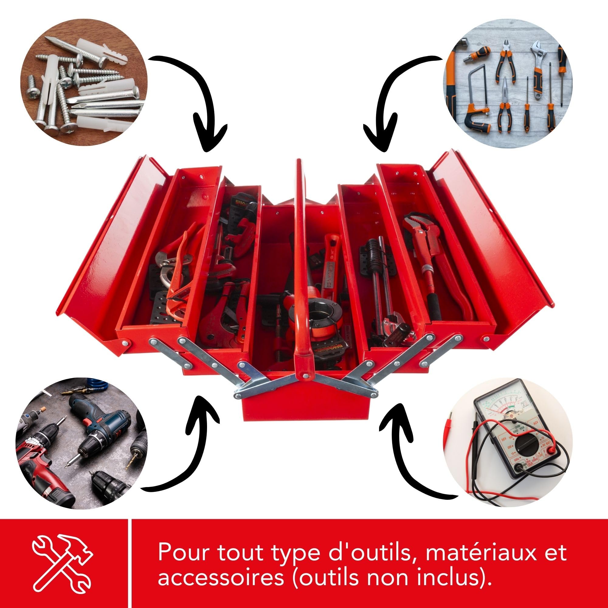 Dönges Caja De Herramientas De Chapa De Acero, 5 Piezas, 530 X 200 X 200 Mm