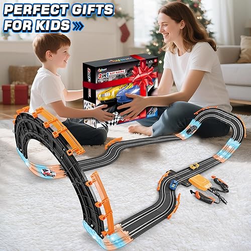 Miniatura 6 de Juego de carreras de autos con 4 ranuras para autos, ideales para regalos de cumpleaños, Navidad, juguetes para niños de 6, 7, 8 a 12, batería o