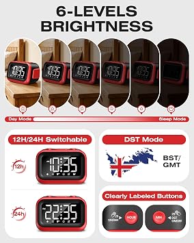 115dB Super Loud Alarm Clock for Heavy Sleepers, Mains Powered