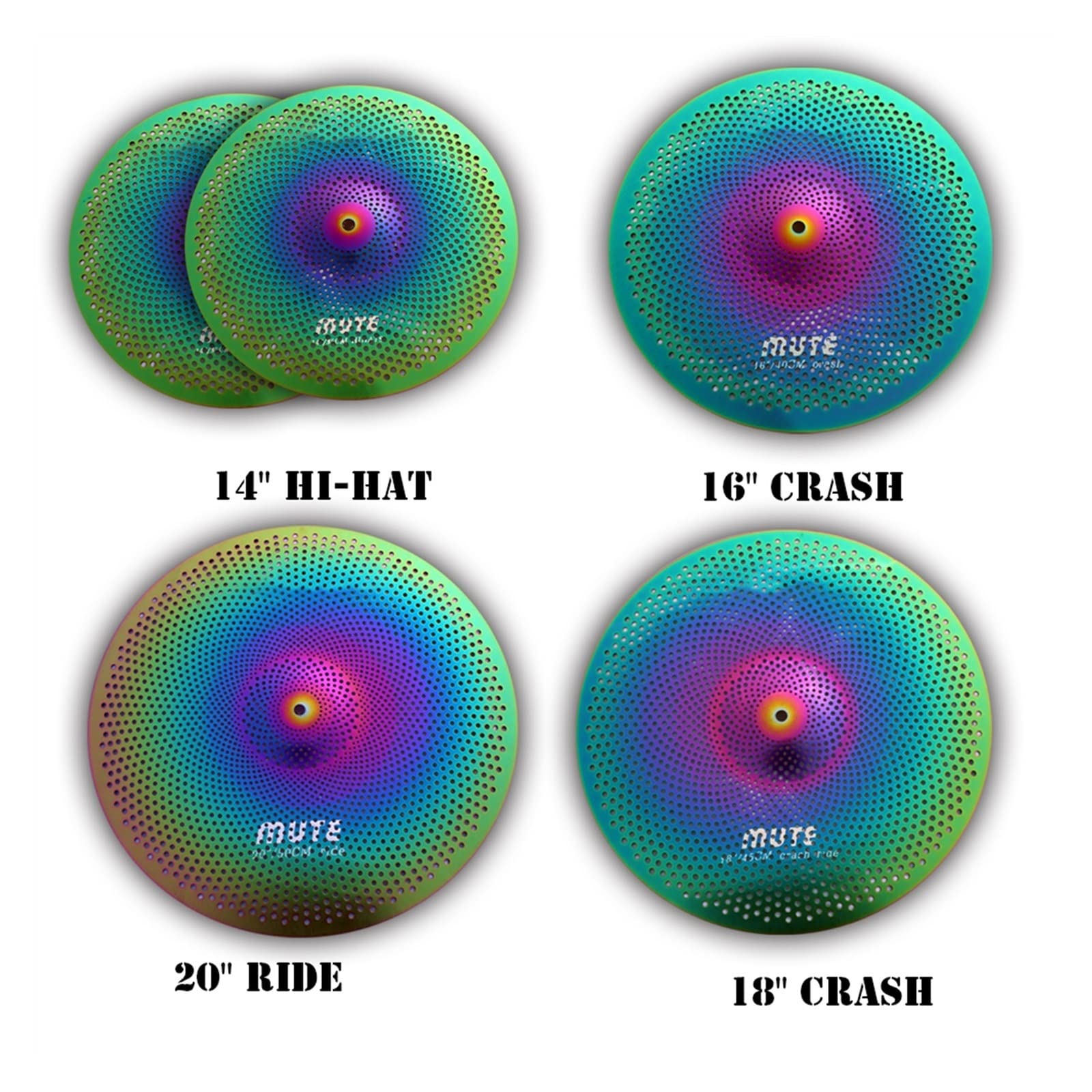 platillos Paquete De Platillos De Bajo Volumen Platillos Silenciosos para Practicar 5 PCS 14/16/18/20 para Bateristas Y Principiantes