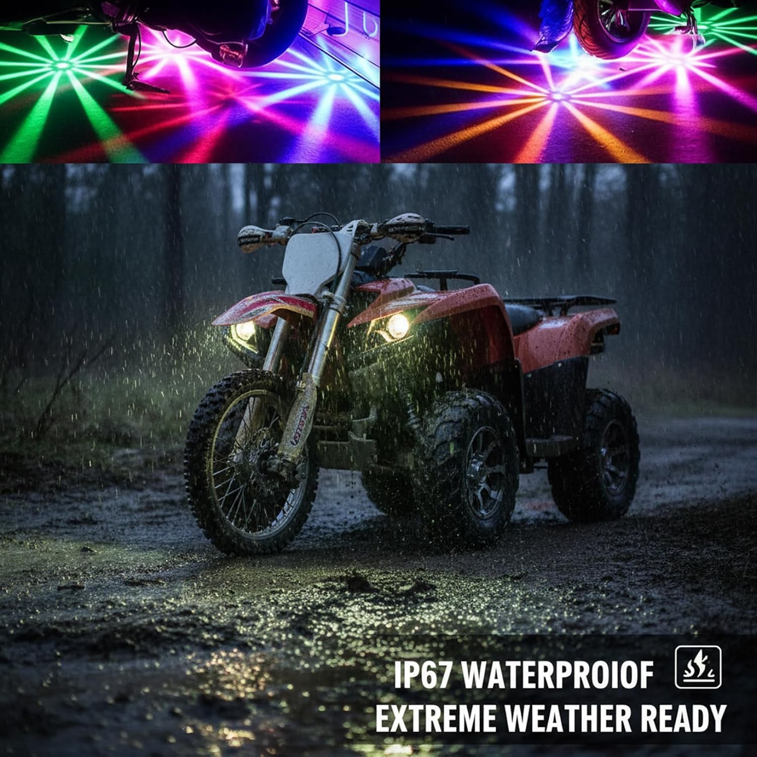 8pcs 24V LED Chassis Lights, Watermelon Lights for Semi Truck with Rainbow Flashing, IP67 Waterproof LED Light for Truck, Motorcycle Underglow Kit