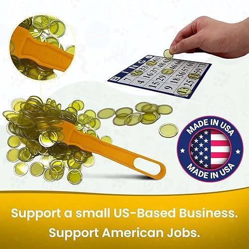 Miniatura 3 de MR CHIPS Varita magnética de bingo hecha en Estados Unidos y chips de plástico amarillo de  pulgadas con anillos de metal, 200 piezas mejoradas